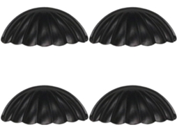 Conjunto De 4 Puxadores Em Formato Concha, Estilo Vintage, Em Liga Metálica Preta, Para Móveis E Gavetas De Armários