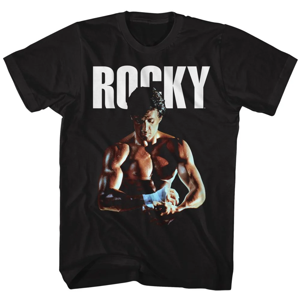 Rockinstone Rocky Movie Fist Tape Black Adult T-shirt Size:s
