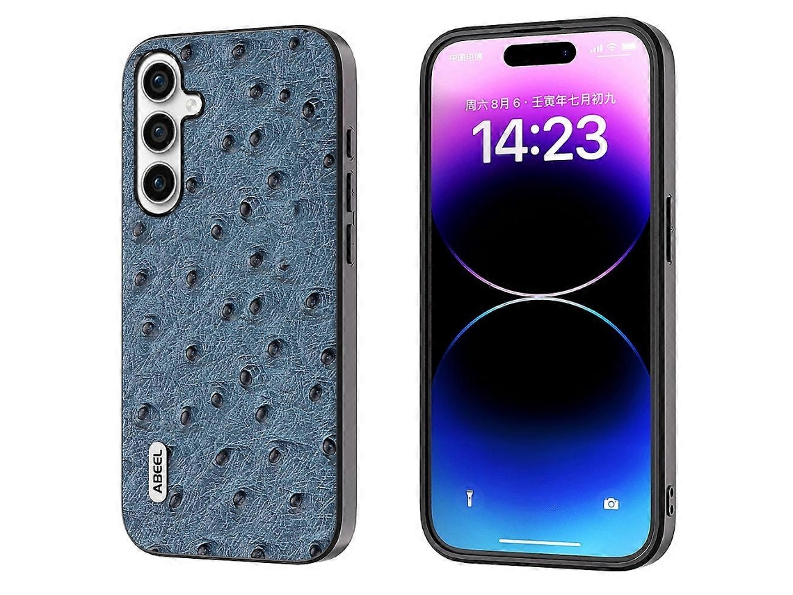 Capa Para Celular Abeel Em Couro Com Textura De Avestruz Para Samsung Galaxy S23 Fe 5g