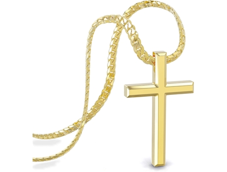 Colar Serasar Premium Para Homem Faith | Aço Cirúrgico Inoxidável 316l | À Prova De Água | Fecho De Segurança | Ouro | 60 Cm