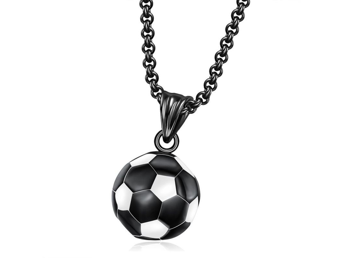 2026 colgante de Collar de Fútbol de Acero Inoxidable para Hombres, Joyería Deportiva Personalizada Hipster Kbv Negro