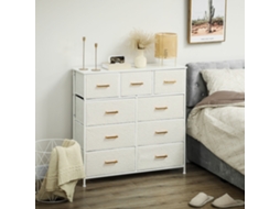 Comoda De Tecido, 9 Gavetas, Estrutura De Aço, Elegante, Versátil, Branco