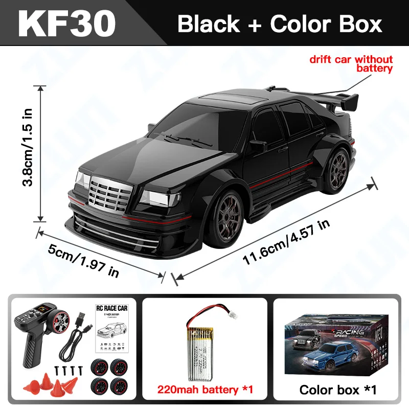 (preto)1:43 Quad Drift Rc Racing Com Giroscópio, Velocidade Real, Luzes E Função De Absorção De Choque