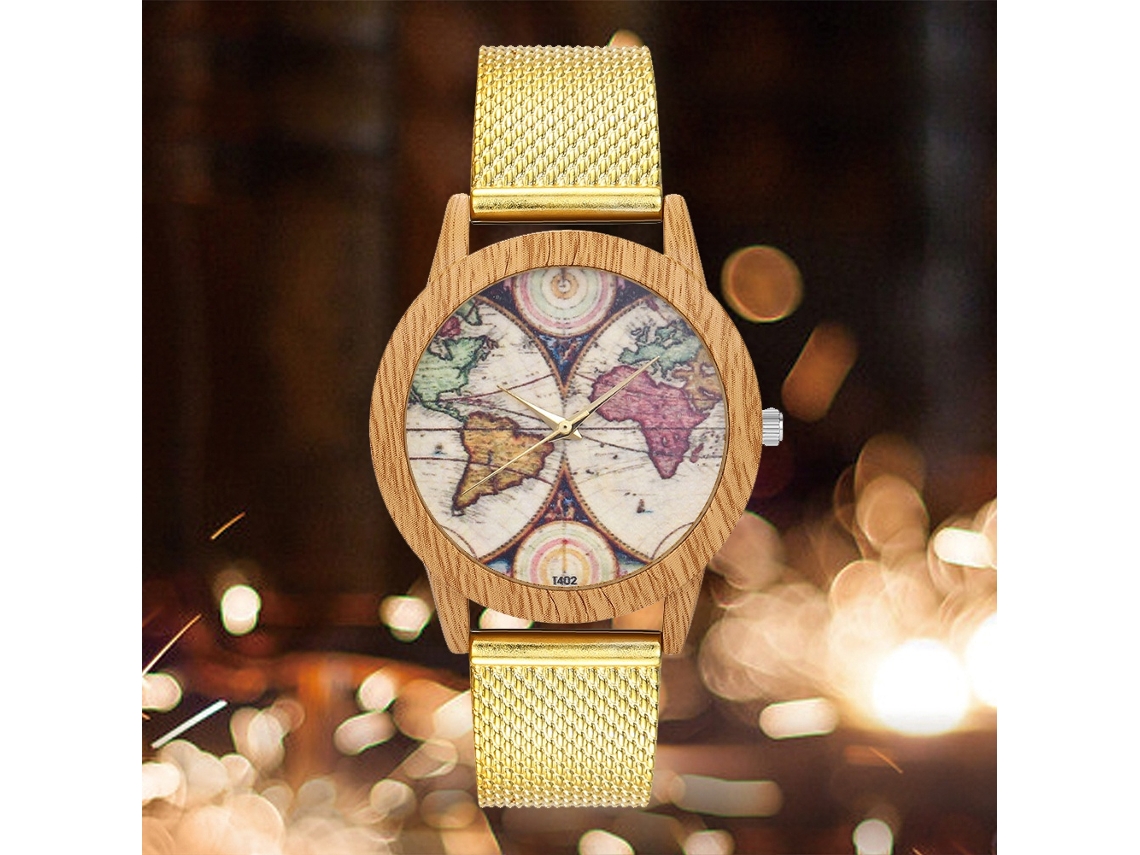 Reloj De Pulsera Analógico De Cuarzo Con Correa De Malla Simple Casual Zhoulianfa (oro)