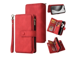 Capa Em Couro Pu Para Iphone 16 Pro Max Cor Vermelho