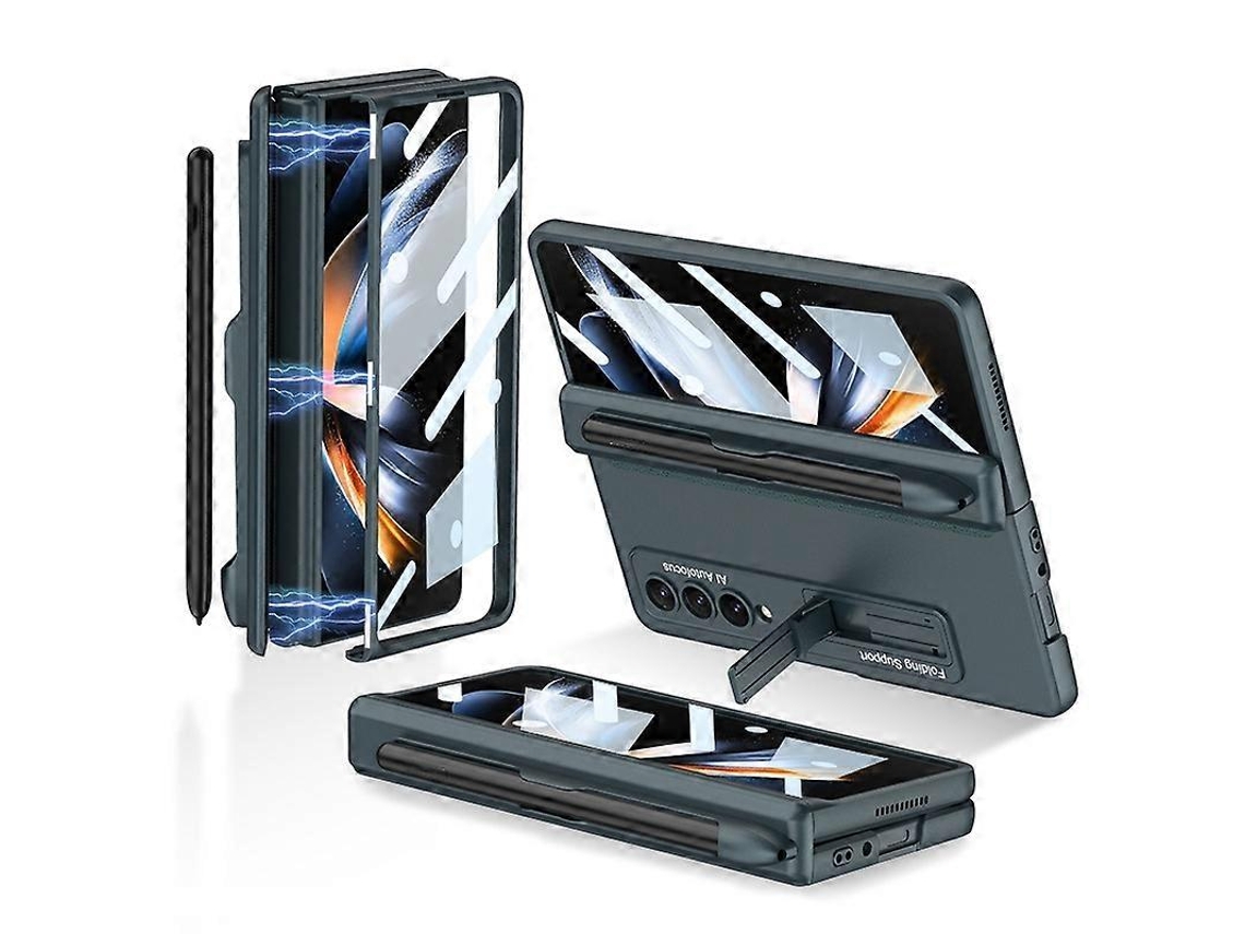 Capa Flip Com Dobradiça Magnética Gkk Para Samsung Galaxy Z Fold4 Com Suporte E Compartimento Para Caneta.