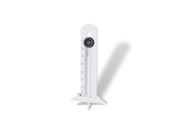Medidor de profundidade de pneus com design ergonômico antiderrapante.
