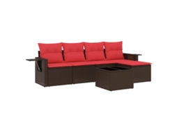 Conjunto de Sofá de Jardim, 6 Peças, Almofadas, Rattan Preto MAISON EXCLUSIVE