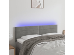 Vidaxl Cabeceira De Cama C/luzes Led Veludo 144x5x78/88 Cm Cinza-claro