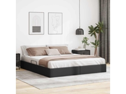 Vidaxl Cama Com Armazenamento Preto 183 X 213 Cm Couro Sintético