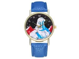 Relógio de Pulso Unissex de Quartzo com Pulseira de Couro Pu Estilo Simples Azul Royal