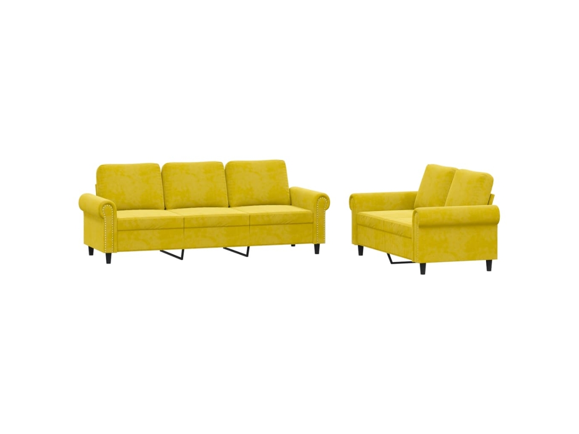 Sofa Set, Sofa Sets Vidaxl Amarelo Veludo (n/a)