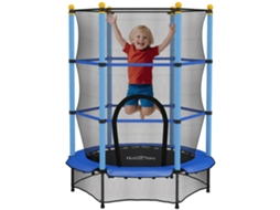 Trampolim Infantil Ø 1,40 × 1,90h Rede De Segurança 1,90h Cobertura De Molas Com Zíper Para A Porta 6 Postes Acolchoados Incluindo Azuis-xx