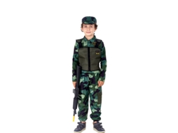 Fato de Menino PARTILANDIA Militar Camuflado Verde com Touca (Tam.: 3-4 anos)