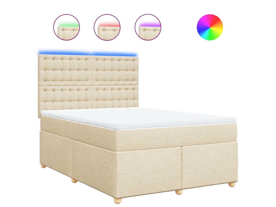 Box Spring Bed, Box Spring Beds Vidaxl Creme Tecido (140 X 190 Cm)