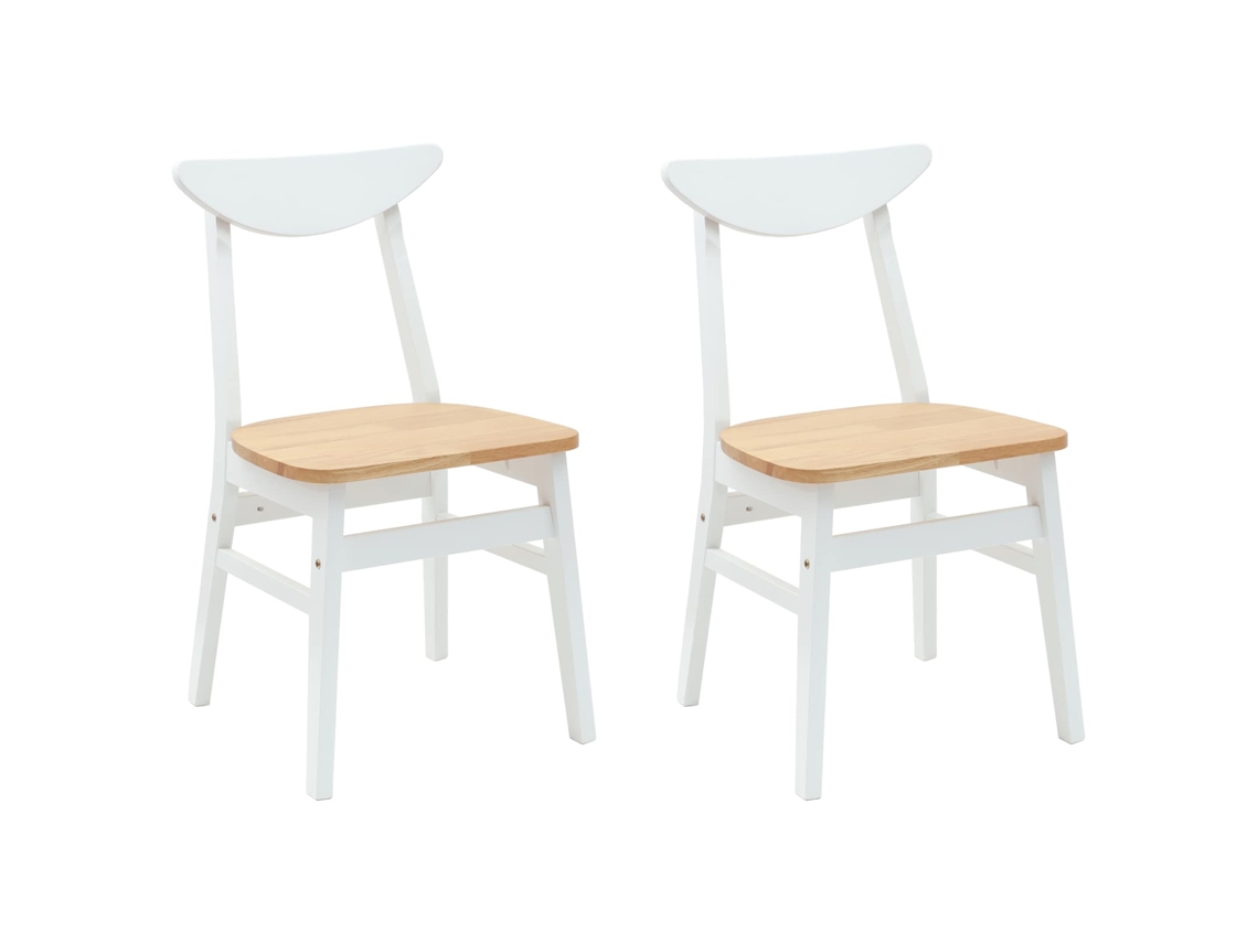 Conjunto 2 Cadeira De Jantar Vidaxl Branco Madeira De Seringueira Maciça (42 X 47,5 X 81 Cm)