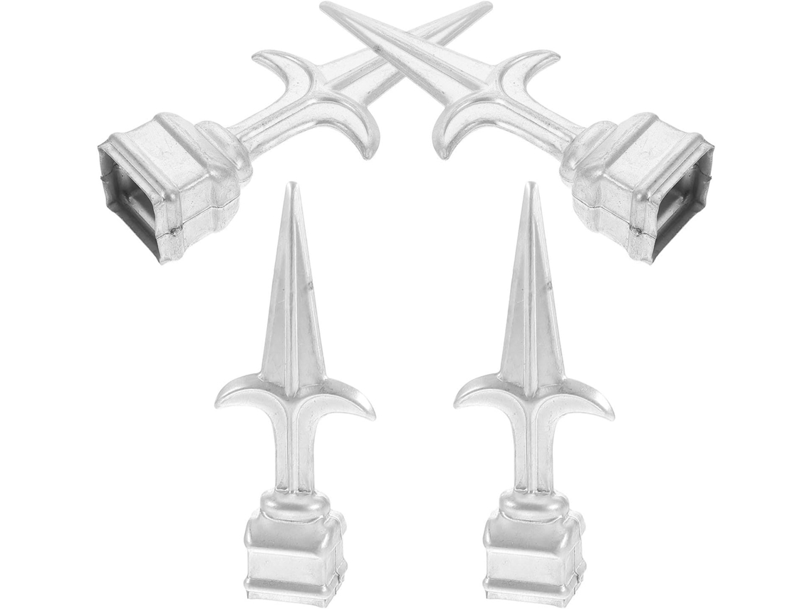 Conjunto De 4 Peças Ponteiras Decorativas Ferro Para Postes Cerca Jardim, Com Pontas Para Portão, Estábulo E Projetos
