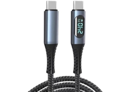 Cabo Thunderbolt 4 240W 40Gbps com Ecrã Led Trançado 100Cm Cor Preto