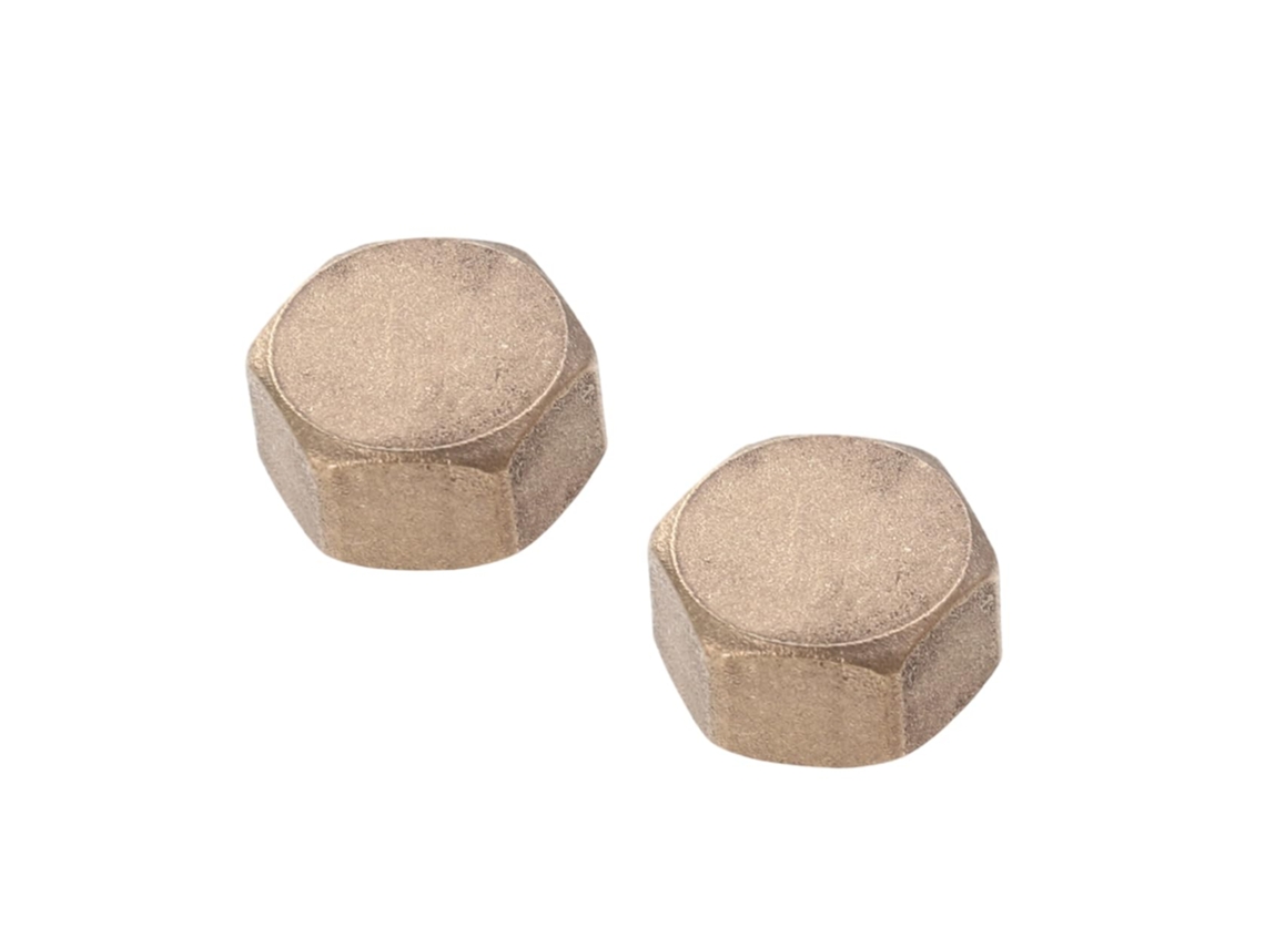 Conjunto de 2 Tampas de Compressão em Latão Ultechnovo para Tubos de Água, para Conexões de Compressão em Reparos Hidráulicos.