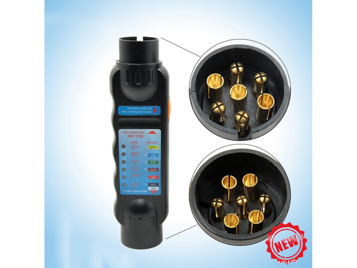 Ferramenta Tester de Plugue e Tomada de Reboque 7 Pinos 12V para Carro Caminhão | S/MARCA
