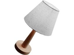 Luminária de mesa Madeira com LED e cúpula texturizada, moderna, ideal para quarto e escrivaninha.