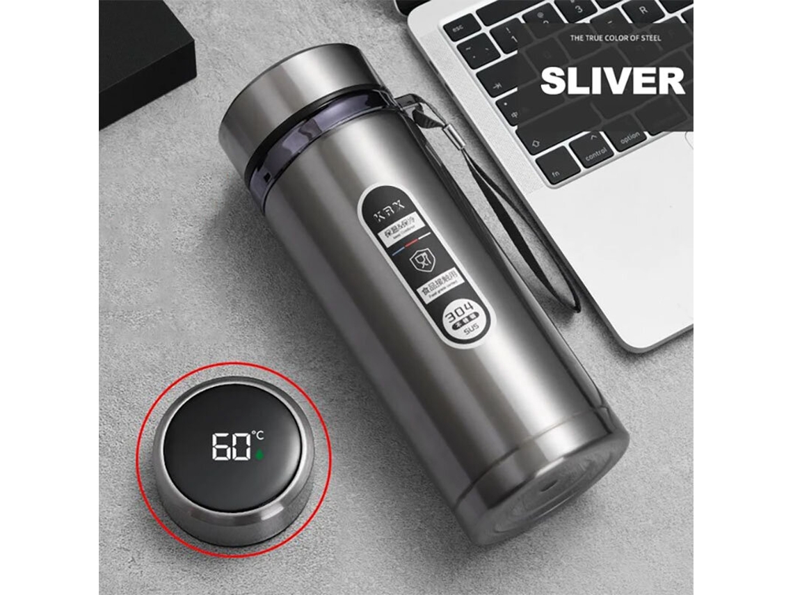 Garrafa Térmica Inteligente de 1000ml com Visor de Temperatura Led em Aço Inoxidável Sus304 Ideal para Chá e Água MDUG