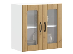 Vidaxl Armário De Parede Cozinha Porta Vidro Lucca Carvalho Artesanal