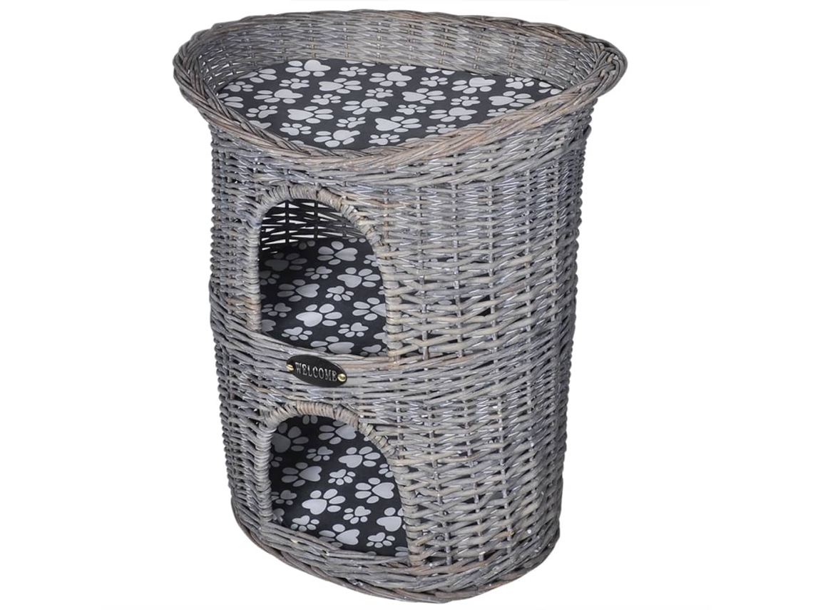 Vidaxl Ninho/casa/arranhador P/ Animais 2 Níveis C/almofadão Salgueiro