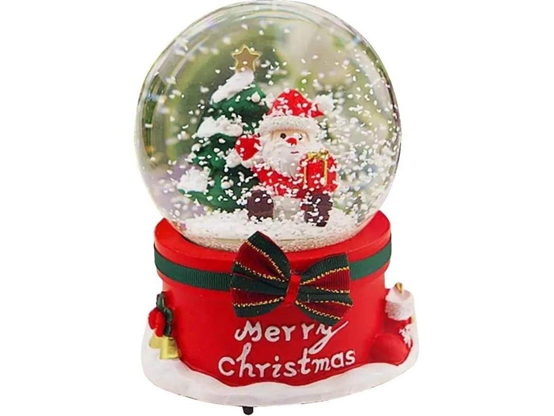 Globo de Neve com Luz LED e Música Caixa Musical de Natal Base de Resina Presente Festivo