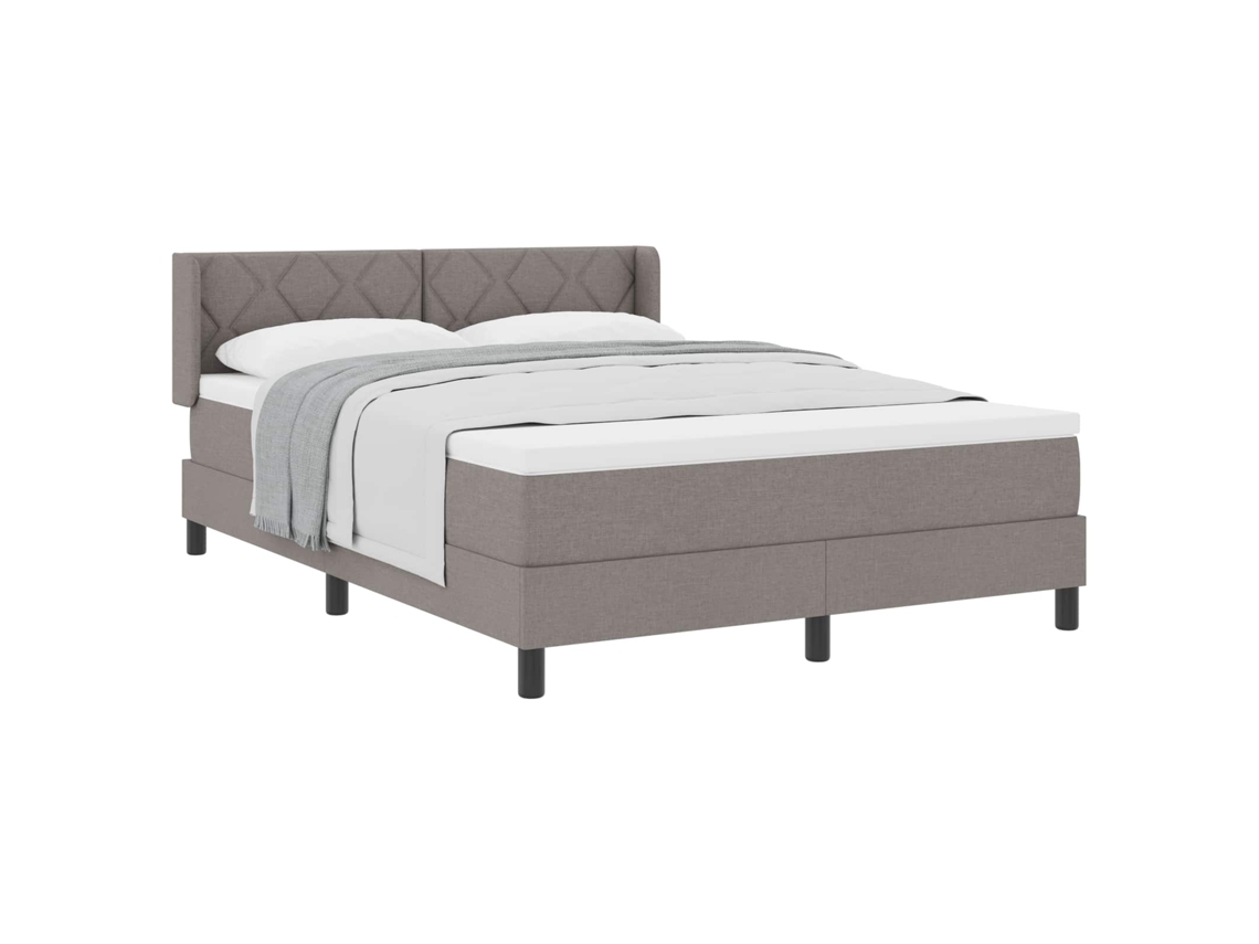 Cama Box com Cabeceira Cinzento acastanhado 200x160cm Tecido MAISON EXCLUSIVE