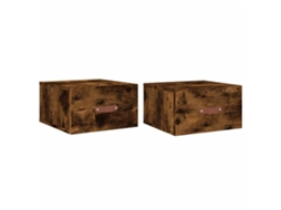 Wall-mounted Bedside Cabinet, Wall-mounted Bedside Cabinets Vidaxl Marrom Madeira Processada (n/a)
