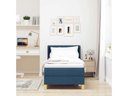 Vidaxl Cama Box Com Cabeceira Manual Azul 200 X 80 Cm Tecido