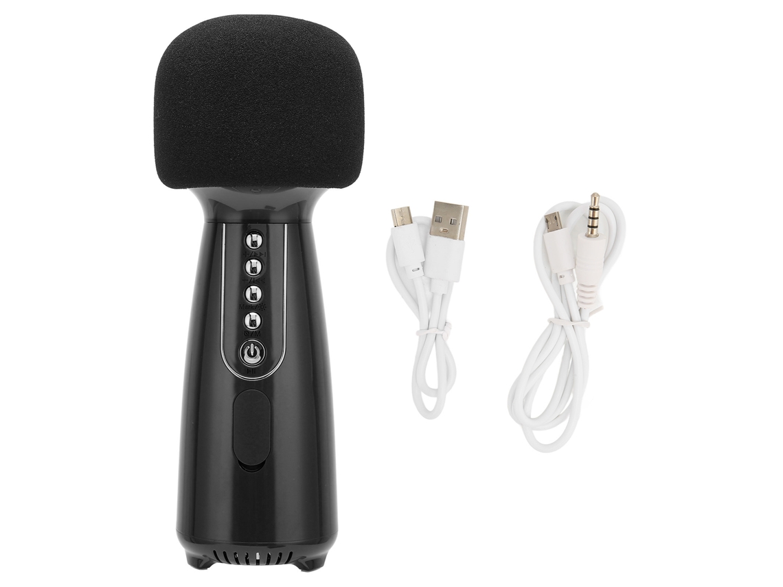 Microfone Sem Fio com bateria interna microfone portátil de mão para karaokê infantil EOOCOO conexão Bluetooth efeito de luz Led