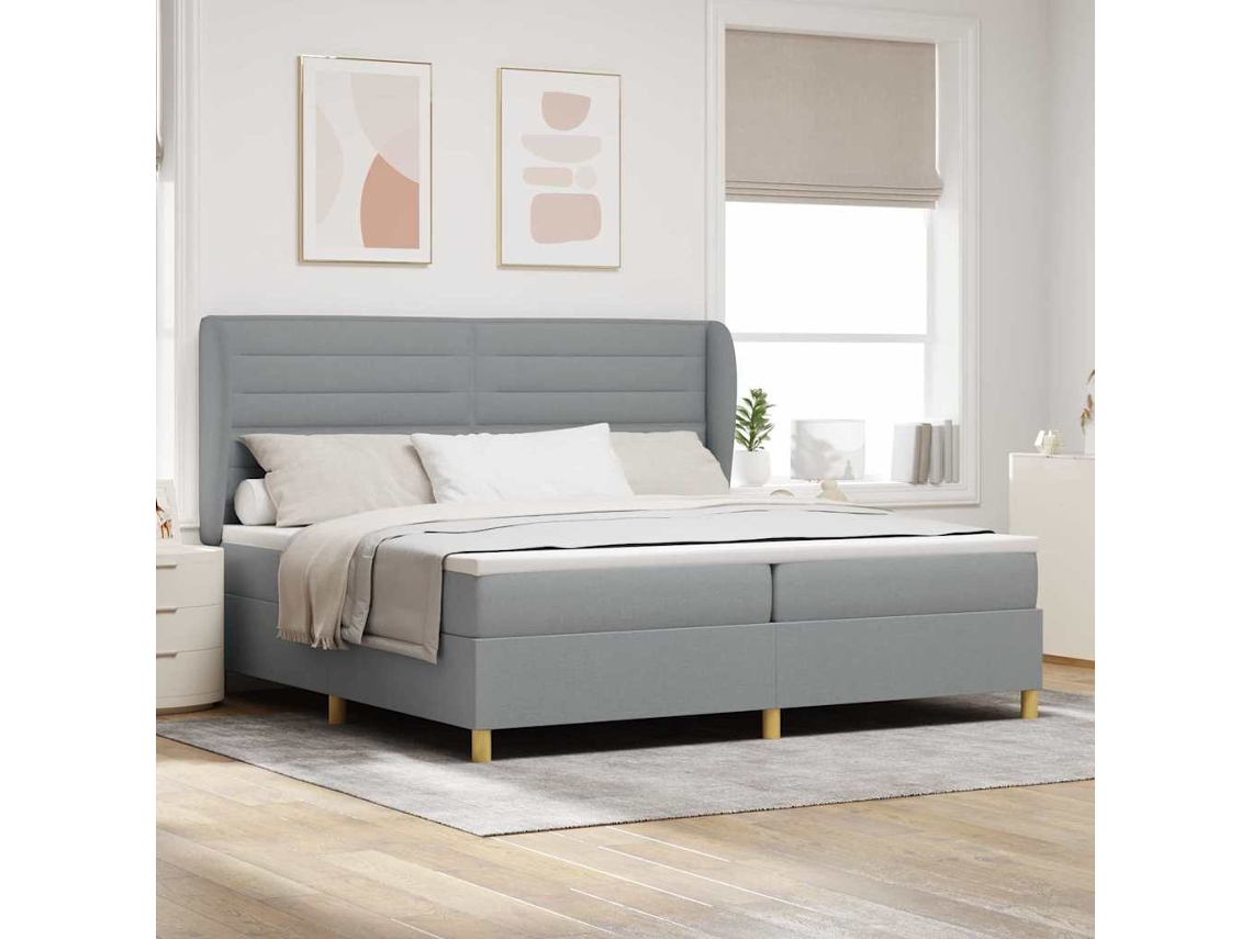 Vidaxl Cama Box Com Colchão Cinzento-claro 200 X 200 Cm Tecido