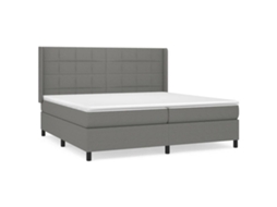 Cama com Molas/Colchão 200x200 Cm em Tecido Cinzento Escuro MAISON EXCLUSIVE