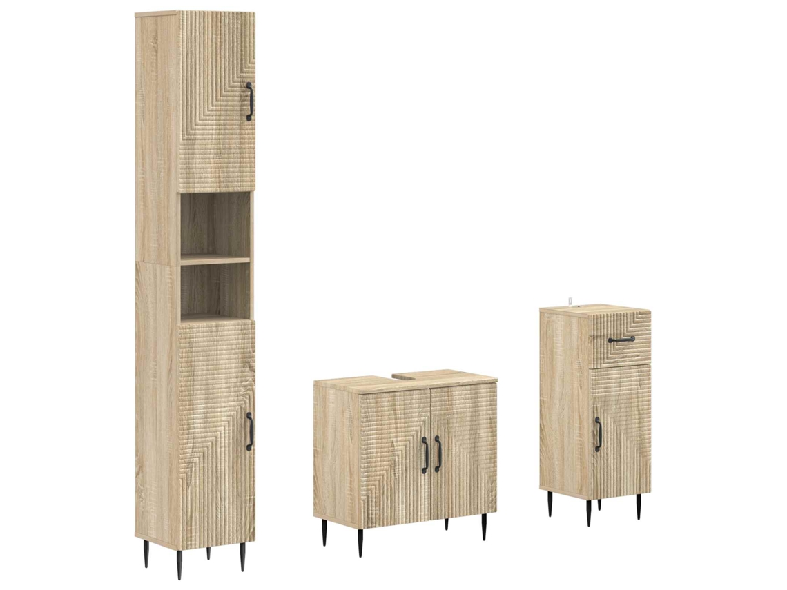 Vidaxl Conjunto De Armários Para Banheiro Com 3 Peças Haarlem