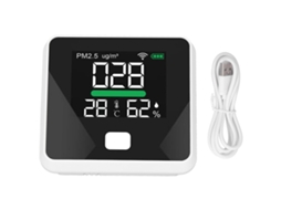 Monitor de Qualidade do Ar Wifi Lcd com Sensor Pm2.5, Temperatura e Umidade 1000mah Usb
