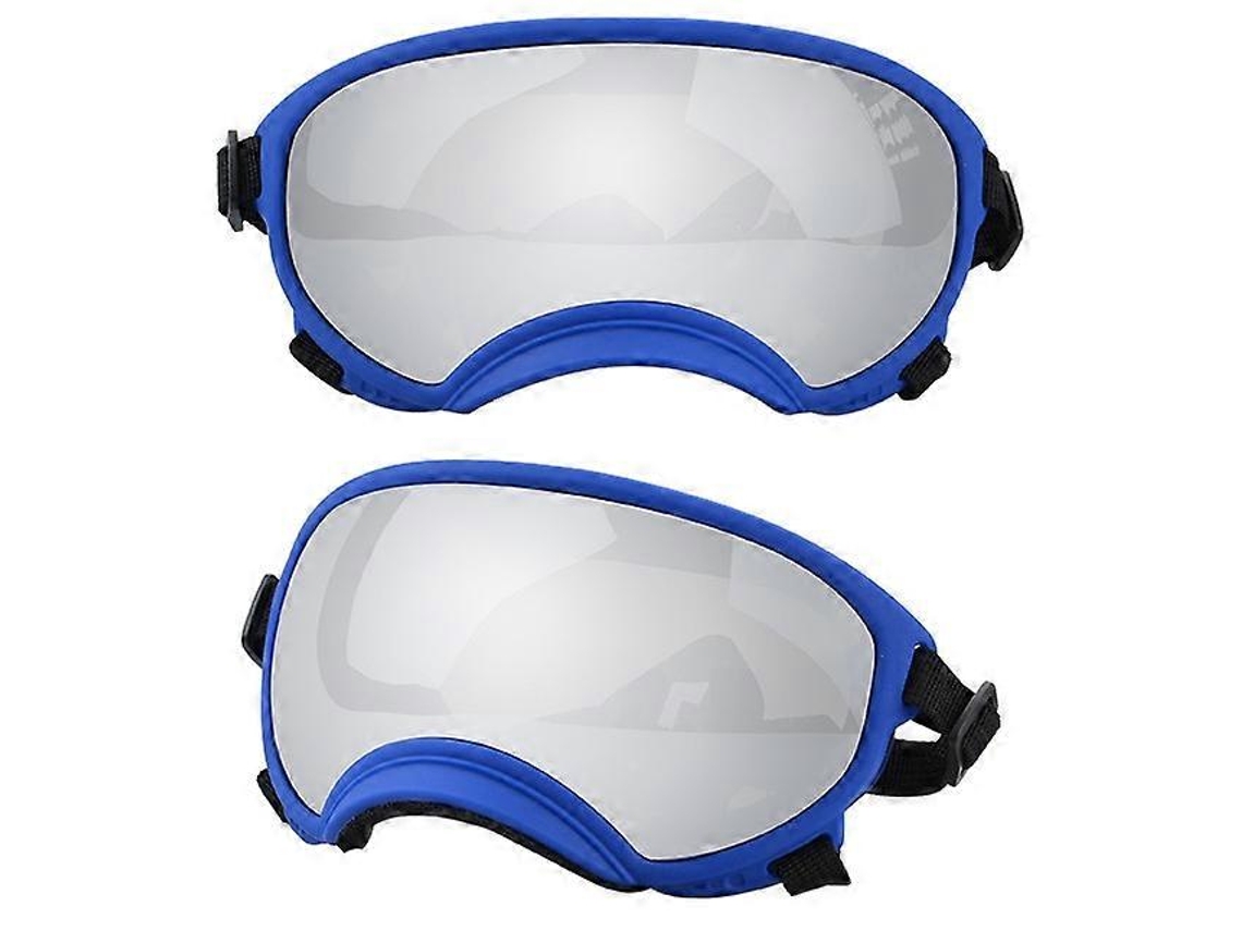 Óculos para Cães Anti uv, Resistente a Impactos, Ajustável, Elástico, Filhotes, Óculos para Cães Grandes, Respiráveis, Azul e Prata BRILVIBERA