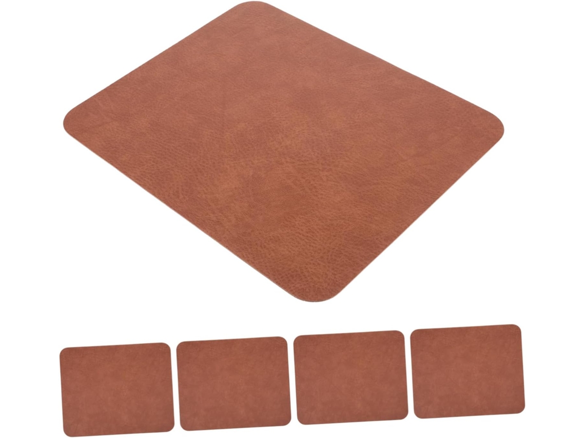 Conjunto De 5 Mouse Pads Vintage Em Couro Sintético Antiderrapante Para Jogos E Escritório Conjunto De 5 Mouse Pads Vintage Em Couro Si Gokoco