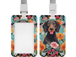 Porta-cartões Floral Crachá Puppy, Protetor Vertical Crachá com Cordão, Camada Plástica Impermeável, Porta-cartões