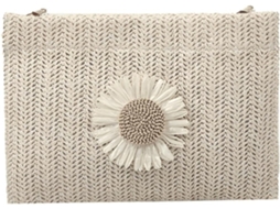 Bolsa Transversal Feminina Branca De Palha Trançada, Pequena E Quadrada, Leve E Elegante.