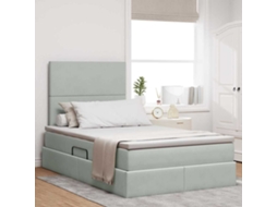 Vidaxl Cama Com Arrumação E Colchão Cinzento-claro 120 X 200 Cm Veludo
