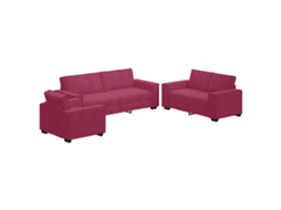 Conjunto de Sofá de 3 Pçs com Almofadas Veludo Vermelho Vinho MAISON EXCLUSIVE