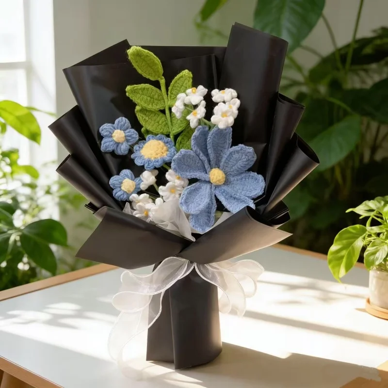 (preto) Buquê De Flores Artificiais De Crochê, Presente Criativo, Flor Preservada