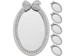Conjunto De 6 Espelhos Ovais Para Celular, Finos, Com Moldura De Strass E Fita.
