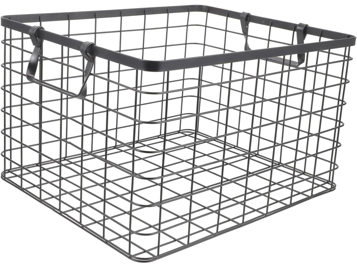 Cesto de Ferro para Lenha Inoomp, Cesto Grande para Armazenamento de Lenha na Lareira com Alça Dobrável para Uso CHABERLU