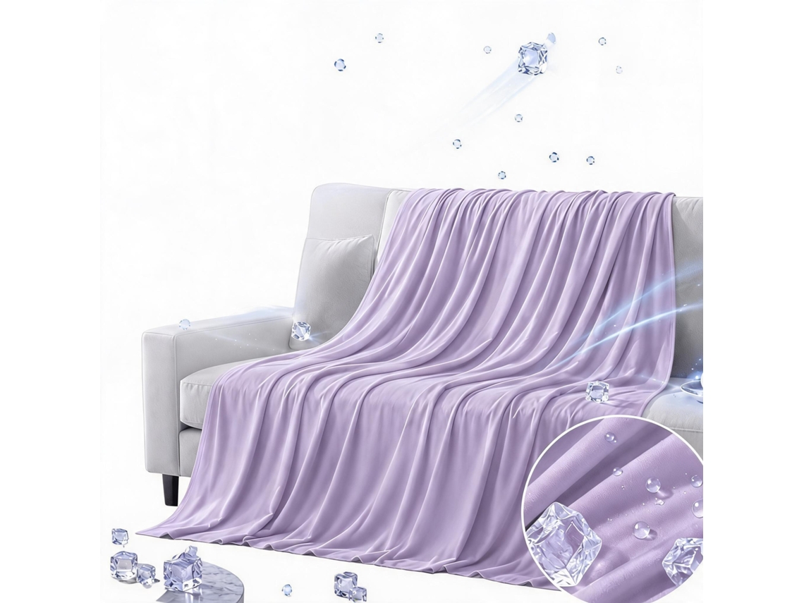 Manta Refrescante Fria Seda De Gelo Leve Toque Fresco Cobertor Refrescante Noites Quentes (230x230cm-roxo)