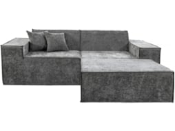 Sofá Modular Reto Com Pufe Em Tecido Texturado Lusso 3 Lugares Cinza Habitat Et Jardin