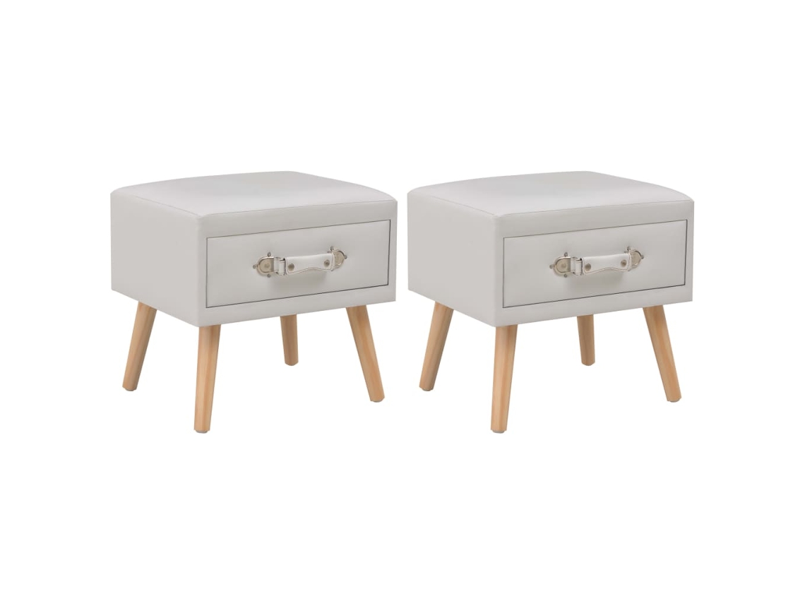 Vidaxl Mesas-de-cabeceira 2 Pcs 40x35x40 Cm Couro Artificial Branco