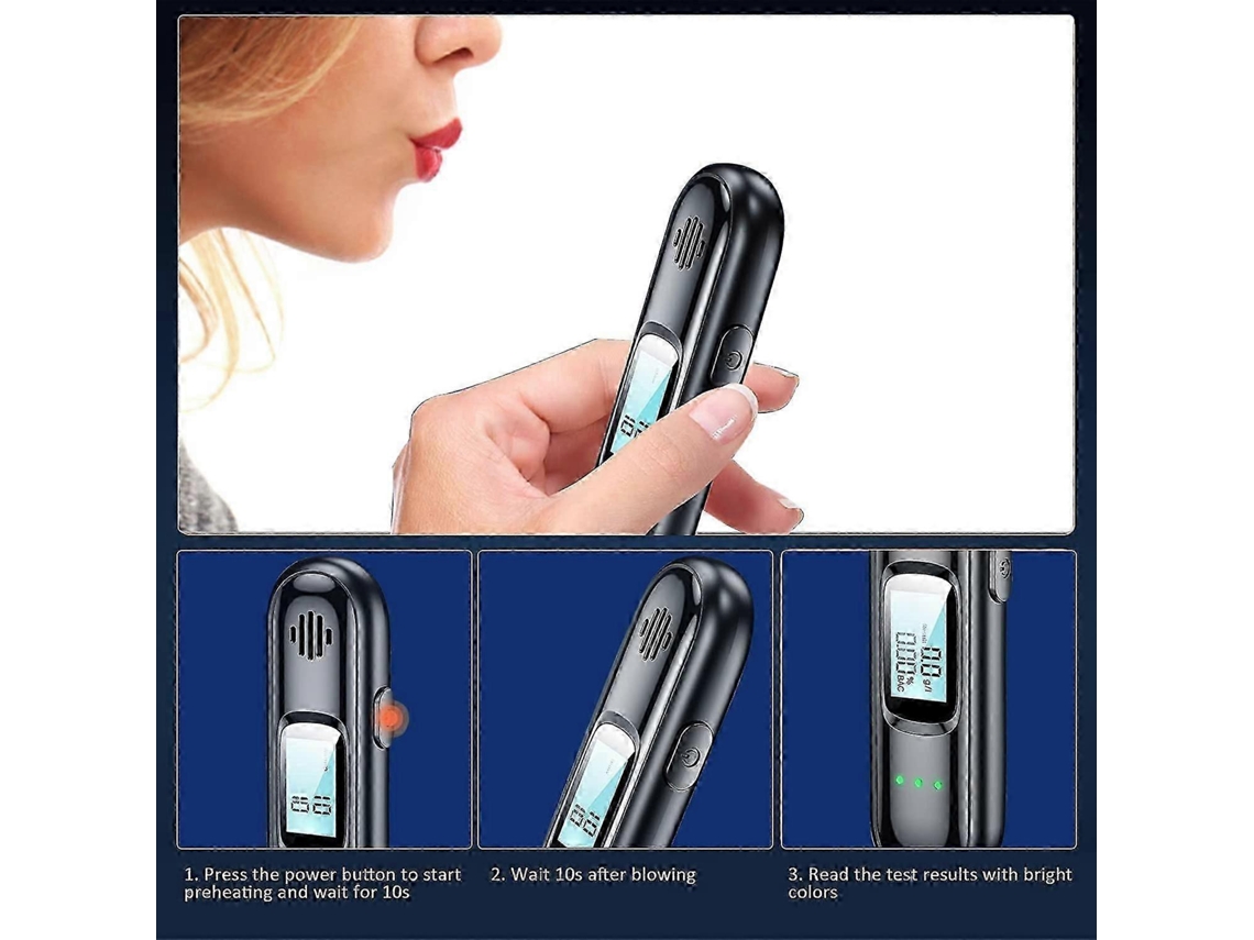 Alcoolímetro Eletrónico Portátil Com Visor Lcd E Carregamento Usb
